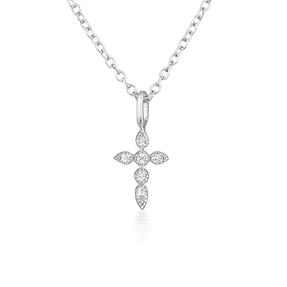 Women's 925 Sterling Silver Necklace With Green Copper Cross Pendant And Zircon Inlay Minimalist Geometric Snake Chain