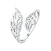 Women's 925 Sterling Silver Open Ring With Hollow Leaves And Butterfly Pattern Natural Style