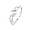 Women's 925 Sterling Silver Open Ring With Hollow Leaves And Butterfly Pattern Natural Style