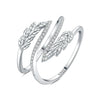 Women's 925 Sterling Silver Open Ring With Hollow Leaves And Butterfly Pattern Natural Style