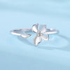 Women's 925 Sterling Silver Open Ring With Hollow Leaves And Butterfly Pattern Natural Style