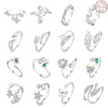 Women's 925 Sterling Silver Open Ring With Hollow Leaves And Butterfly Pattern Natural Style