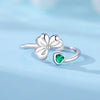Women's 925 Sterling Silver Open Ring With Hollow Leaves And Butterfly Pattern Natural Style