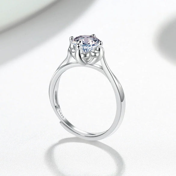 Women's Sterling Silver Open Ring With Snowflake Geometric Design Electroplated Simple Creative Finger Jewelry