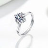 Women's Sterling Silver Open Ring With Snowflake Geometric Design Electroplated Simple Creative Finger Jewelry