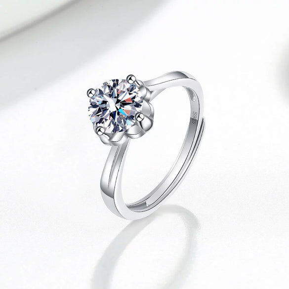 Women's Sterling Silver Open Ring With Snowflake Geometric Design Electroplated Simple Creative Finger Jewelry