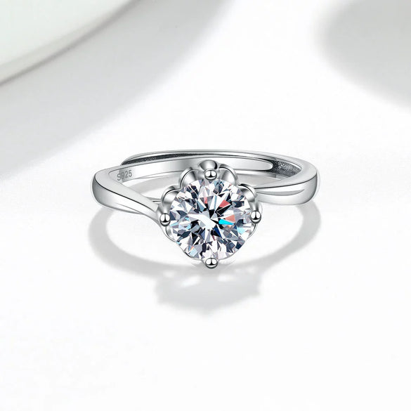 Women's Sterling Silver Open Ring With Snowflake Geometric Design Electroplated Simple Creative Finger Jewelry