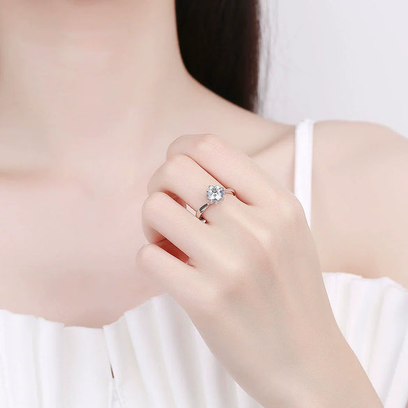 Women's Sterling Silver Open Ring With Snowflake Geometric Design Electroplated Simple Creative Finger Jewelry