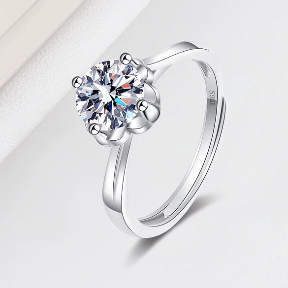 Women's Sterling Silver Open Ring With Snowflake Geometric Design Electroplated Simple Creative Finger Jewelry