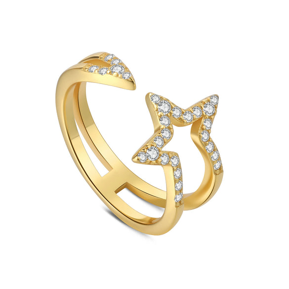 Women's 925 Sterling Silver Owl Adjustable Opening Ring Natural Style