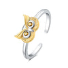 Women's 925 Sterling Silver Owl Adjustable Opening Ring Natural Style