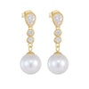 Women's Sterling Silver Pearl Inlaid Geometric Dropshaped Earrings