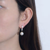 Women's Sterling Silver Pearl Inlaid Geometric Dropshaped Earrings