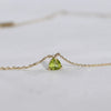 Women's Sterling Silver Peridot Necklace With Geometric Triangle Pendant And Ochain