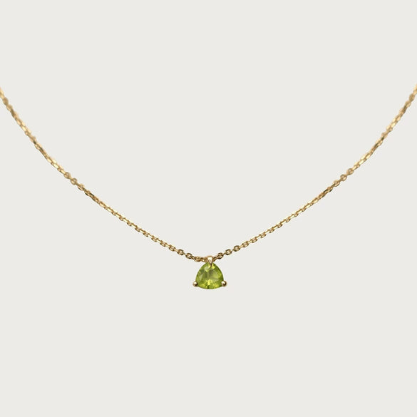 Women's Sterling Silver Peridot Necklace With Geometric Triangle Pendant And Ochain
