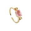 Women's Sterling Silver Pink Bow Adjustable Open Ring With Electroplated Finish Sweet Cute Jewelry