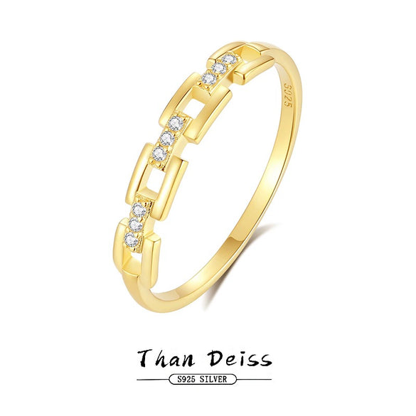 Women's 925 Sterling Silver Plain Ring With Simple Style And Set With Diamonds