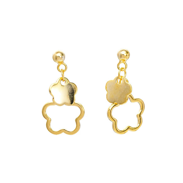 Women's Sterling Silver Plum Blossom Earrings With Electroplated Finish Elegant Botanical Flower Jewelry