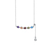 Women's 925 Sterling Silver Rainbow Water Drop Zircon Gem Inlaid Pendant Necklace With Cross Chain And Tassel