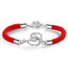 Women's Sterling Silver Red Rope Zodiac Mouse Bracelet With Electroplated Animal Charm Lucky Hand Rope Jewelry