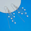 Women's 925 Sterling Silver Retro Pearl Tassel Drop Earrings Simple Long Dangle Earrings With Natural Elegant Style