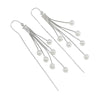 Women's 925 Sterling Silver Retro Pearl Tassel Drop Earrings Simple Long Dangle Earrings With Natural Elegant Style