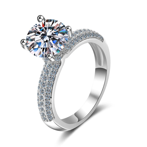 Women's 925 Sterling Silver Ring With Mosan Diamond And The Crown Pattern Electroplated
