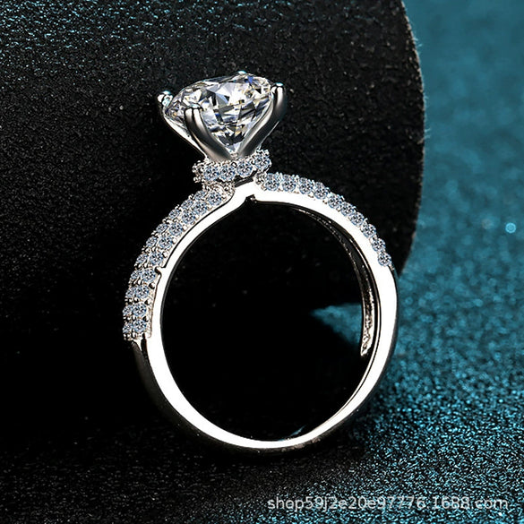 Women's 925 Sterling Silver Ring With Mosan Diamond And The Crown Pattern Electroplated