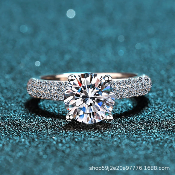 Women's 925 Sterling Silver Ring With Mosan Diamond And The Crown Pattern Electroplated