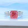 Women's 925 Sterling Silver Ring With Pink Diamond And Geometric Design