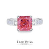Women's 925 Sterling Silver Ring With Pink Diamond And Geometric Design