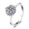 Women's 925 Sterling Silver Ring With Sun Flower Pattern And Simulation Diamond Electroplated