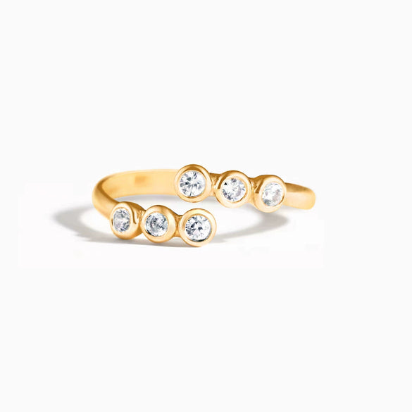 Women's Sterling Silver Round Zircon Ring With Geometric Design And Electroplating Treatment