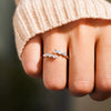 Women's Sterling Silver Round Zircon Ring With Geometric Design And Electroplating Treatment