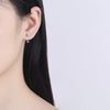 Women's 925 Sterling Silver Screw Pattern Round Bead Six Petal Flower U Shaped Anti Drop Earrings Elegant Floral Ear Jewelry
