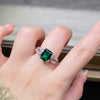 Women's Sterling Silver 925 Silver Emerald Cut Elegant Geometric Ring Electroplated