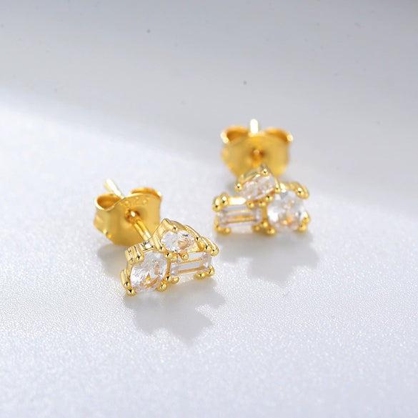 Women's 925 Sterling Silver Simple Geometric Zircon Stud Earrings Fashion Fine Jewelry