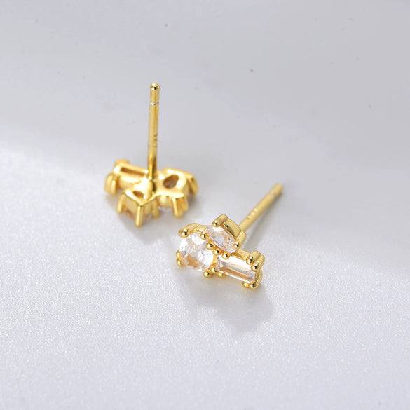 Women's 925 Sterling Silver Simple Geometric Zircon Stud Earrings Fashion Fine Jewelry