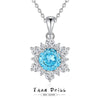 Women's 925 Sterling Silver Snowflake And Sunflower Pendant Necklace With Zircon And High Carbon Diamond