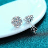 Women's 925 Sterling Silver Snowflake Flower Earrings With Electroplated Finish Moissanite Inlay Elegant Fashion Jewelry