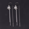 Women's 925 Sterling Silver Snowflake Tassel Ear Line Earrings Light Luxury Geometric Long Dangle Earrings