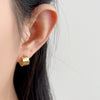 Women's 925 Sterling Silver Square Geometric Electroplated Niche Style Earrings