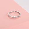 Women's Sterling Silver Square Zircon Open Ring With Chain Detail And Electroplated Finish