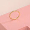 Women's Sterling Silver Square Zircon Open Ring With Chain Detail And Electroplated Finish