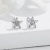 Women's Sterling Silver Star Earrings With Zircon Inlay And Electroplated Fivepoint Star Design