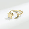 Women's 925 Sterling Silver Star Rotating Adjustable Open Ring With Electroplated Light Luxury Style