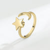 Women's 925 Sterling Silver Star Rotating Adjustable Open Ring With Electroplated Light Luxury Style