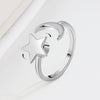 Women's 925 Sterling Silver Star Rotating Adjustable Open Ring With Electroplated Light Luxury Style
