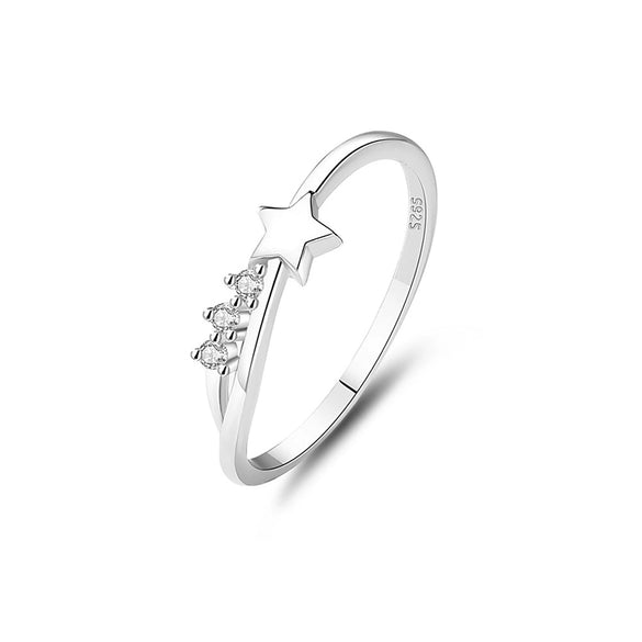 Women's 925 Sterling Silver Star Stacked Ring Electroplated Simple Fashion Little Fresh Minimalist