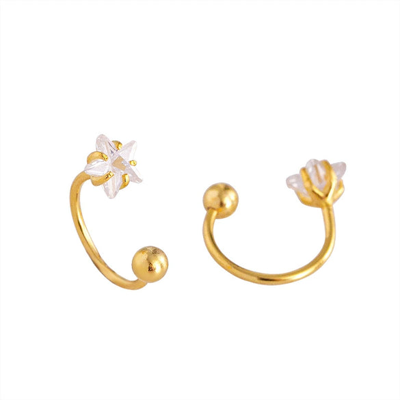 Women's Sterling Silver Star Stud Earrings With Screw Back Closure And Electroplated Light Luxury Design